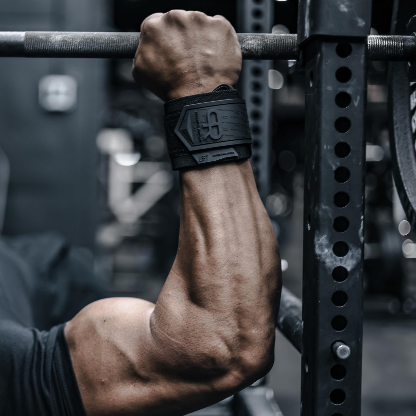 PR Personal Record Heavy Duty Premium Wrist Wraps, More Elasticity, Reinforced Stitching, Extra Wide Strap, Strong Thumb Loop, Larry Wheels Weightlifting Wraps, Lifting Wrist Wraps - All Black