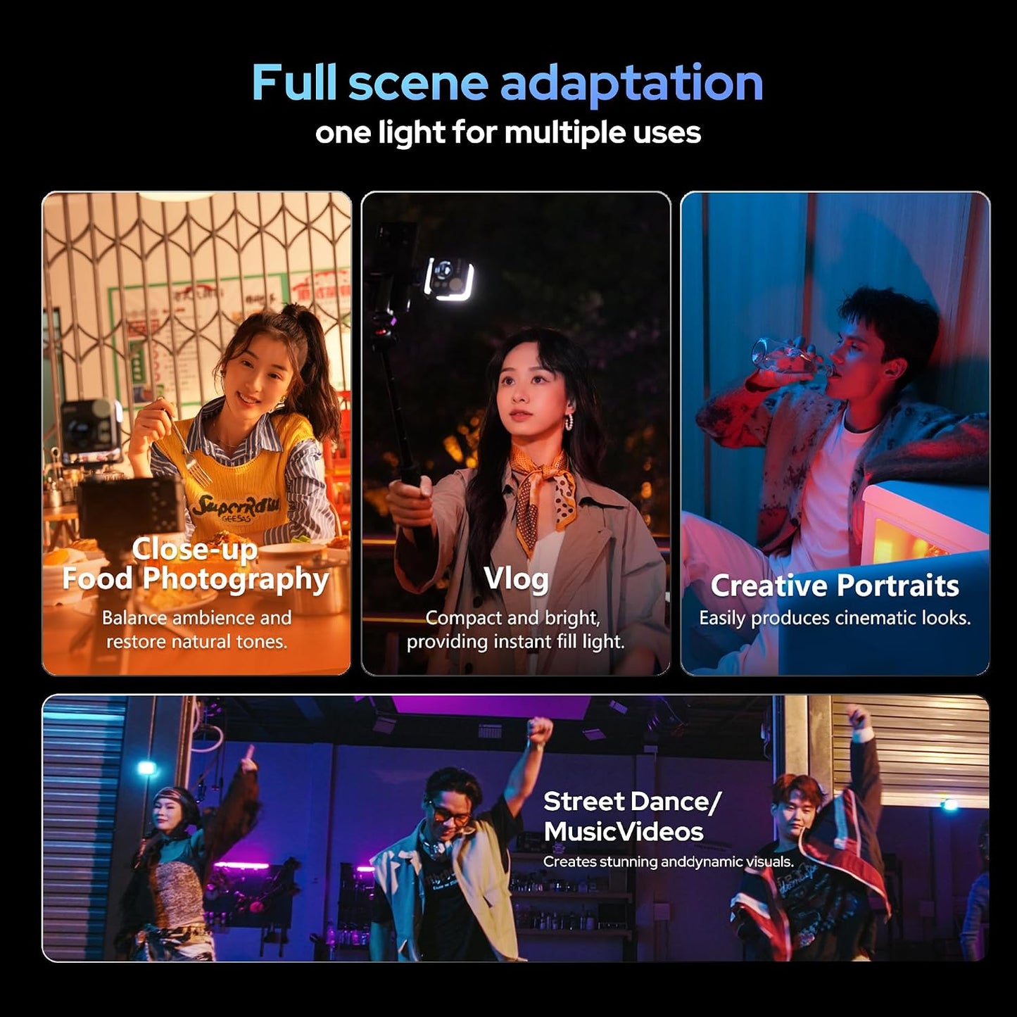 NANLITE Pico Portable LED Fill Light Full Color RGB, Snap-On Attachment for Phone/Camera Photography, Live Streaming