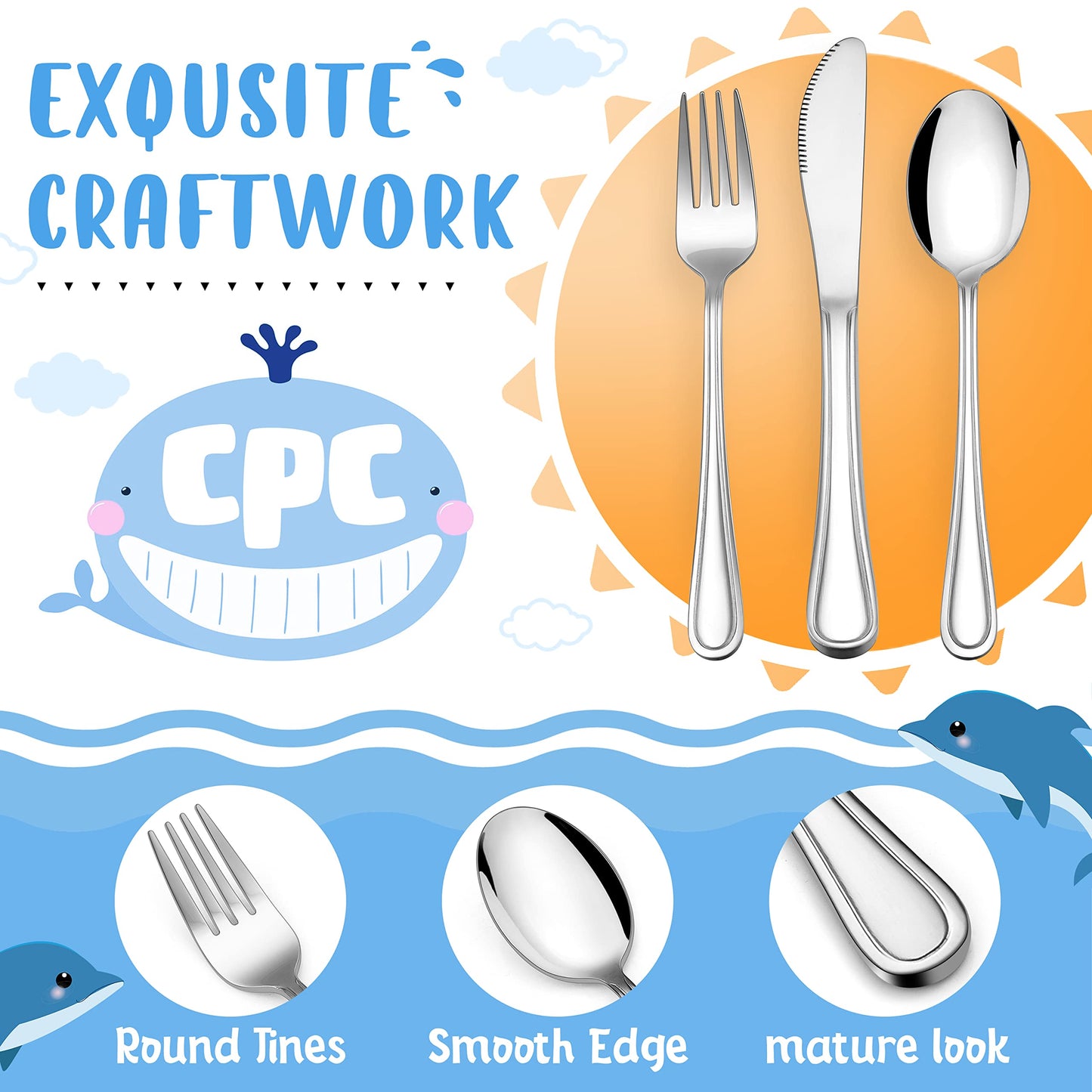 HaWare 12-Piece Kids Silverware, Stainless Steel Toddler Utensils Flatware Set, Preschooler Eating Utensils Includes 4 Spoons 4 Forks 4 Knives, Metal Children Cutlery for Home School, Mirror Finished