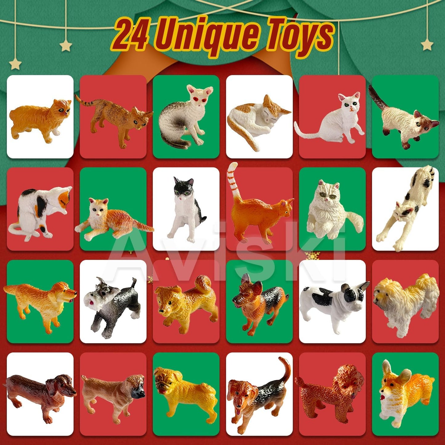 Regine Switzerland Christmas Advent Calendar - 24 Animal Figurines for Kids & Adults | Holiday Countdown Decor