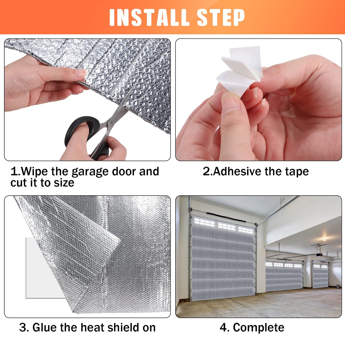 Gerrii 32 P Garage Door Insulation Kit Double Bubble Insulation Panels Reflective Aluminum Radiant Barrier Thermal Shield Winter Summer Barrier Sheets 100 Tape for Attic Garage Wall (24 x 48 Inch)