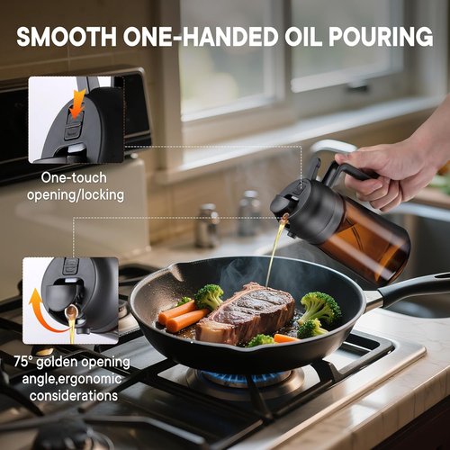 LAKUMIQI Olive Oil Sprayer - 2-in-1 16oz Glass Dispenser & Mister | Non-Aerosol, Leak-Resistant for Cooking & BBQ