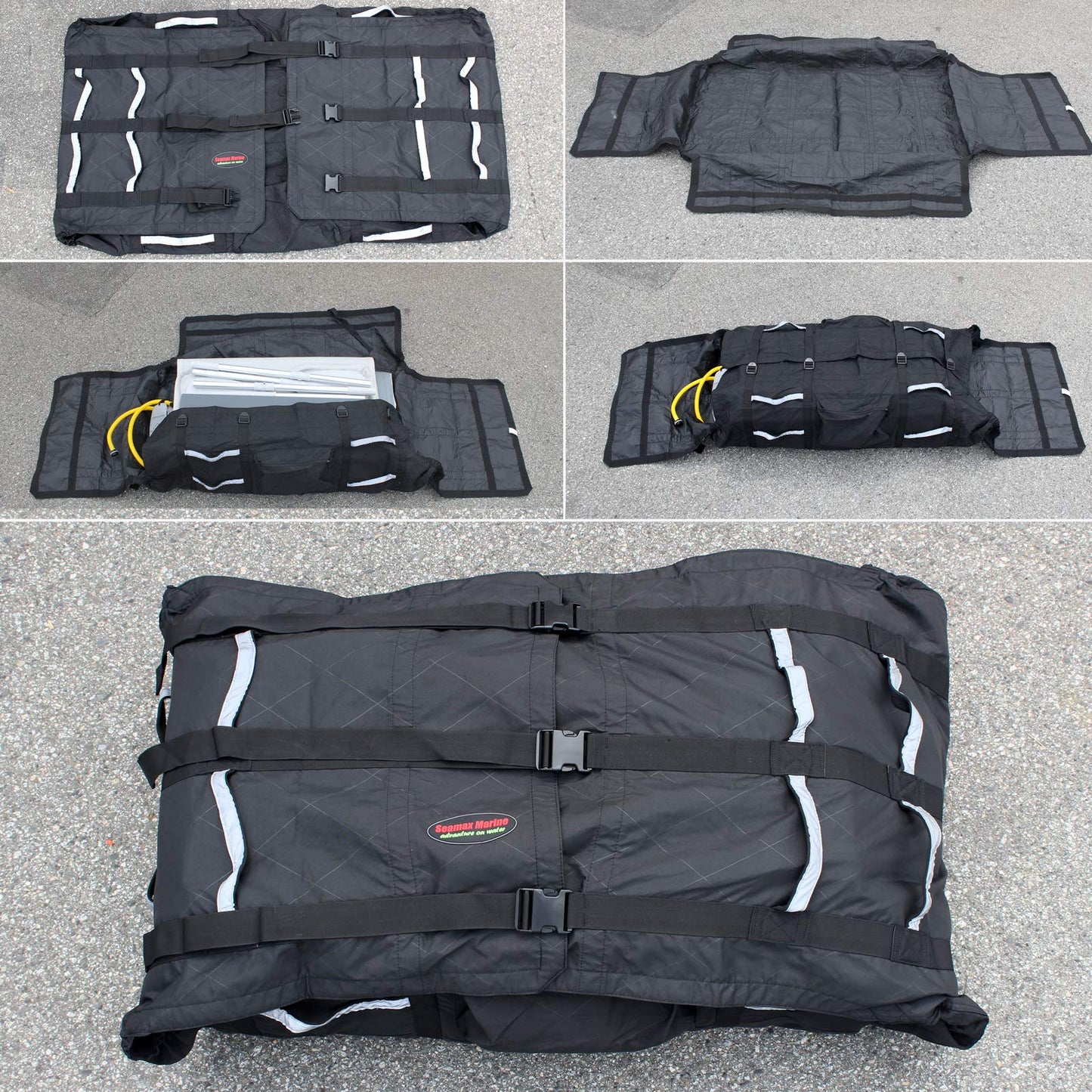 Seamax Universal Sunlitec 3-Layers Welded Hull Storage and Carrying Bag with Reflective Edges for Foldable Inflatable Boat (Size B - for 360-390 Boats)
