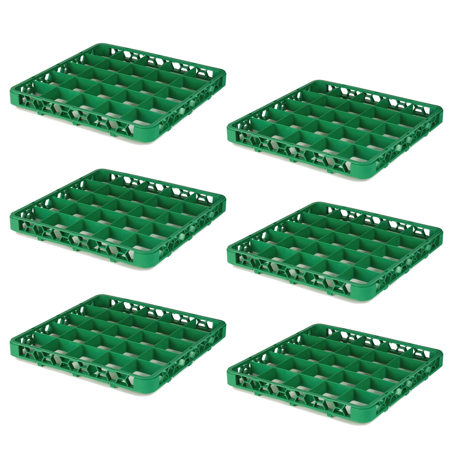 Carlisle FoodService Products OptiClean 25 Compartment Divided Glass Rack Extender for Commercial Dishwashers – Height Extender for Stemware, 3.54" x 3.54" Compartments, Green, (Pack of 6)