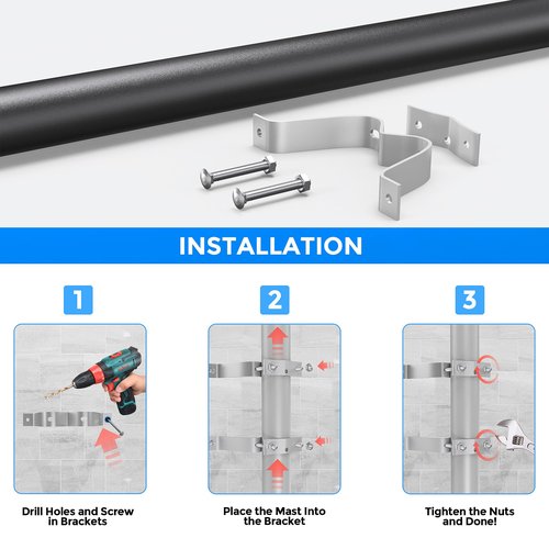 2 PACK Wall Mount Pair for TV Antenna Mast Brackets,Heavy Duty 3" Antenna Wall Mount bracket for Weather Station and Amateur Antenna,Antenna Mast Mount Bracket,Adjustable Antenna Mast Mount Up to 2.5”