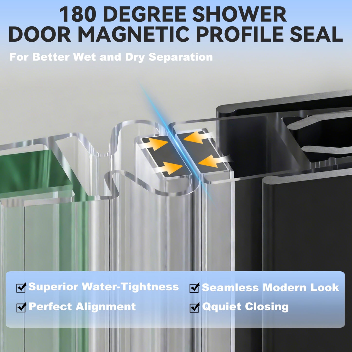 Hasipu Frameless Shower Door,Double Sliding Stainless Steel Hardware 44-48" W x 76" H - Shower Glass Door with 5/16"（8mm） Inch Clear Tempered Glass,Black