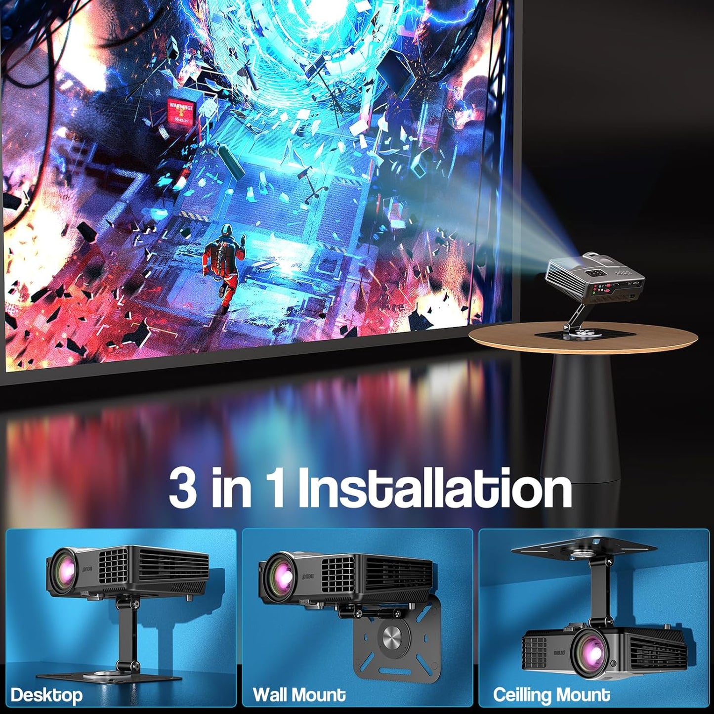 1/4" 360Adjustable DAWASAPAT Desktop Projector Stand, Table Projector Mount Adjustable Angle with Screw, Projector