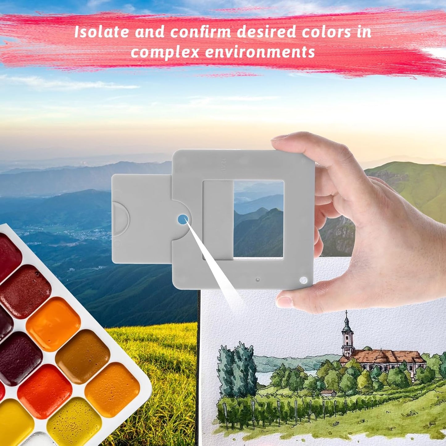 JIYIN Artist View Finder, View Finder with Sliding Mechanism ABS Plastic Optical View Finder Color Isolation View