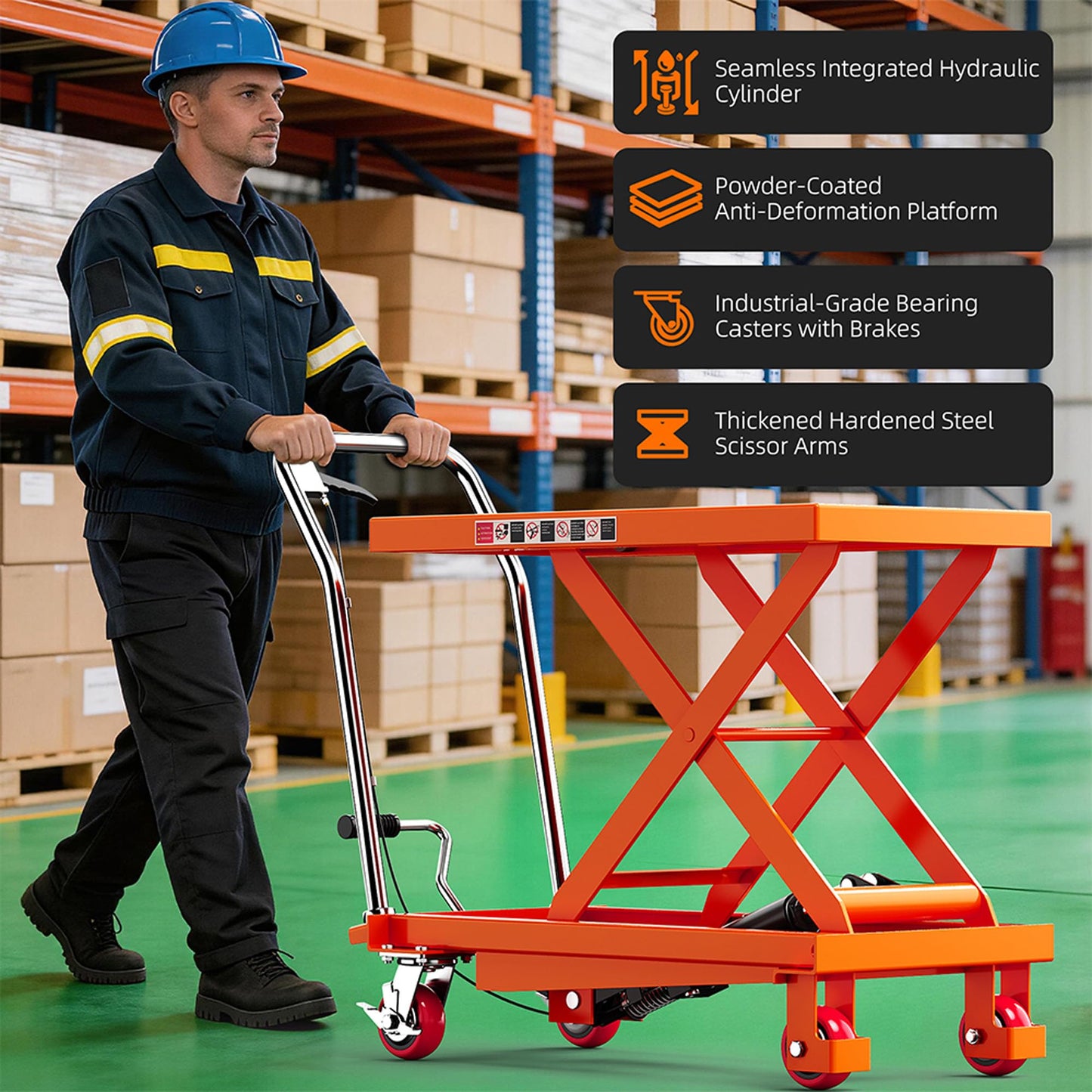 Hydraulic Scissor Lift Table Cart,500 lbs Capacity 28.5 Inch Lifting Height Portable Hydraulic Lift Cart with Wheels, Heavy Duty Lifting Platform Dolly for Material Handling