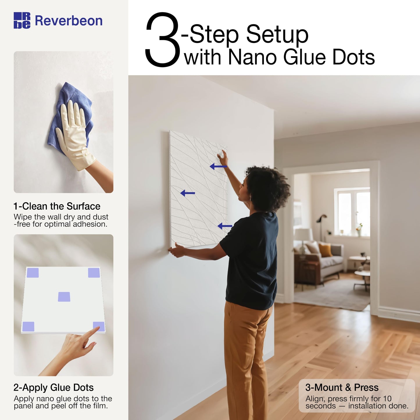 Acoustic Panels Sound Absorbing, 23.6×23.6 Inch 6-Pack, Acoustic Wall Panels for Medium to Large Rooms, Decorative Sound Treatment for Echo Reduction in Home Offices, Bedrooms & Recording Studios