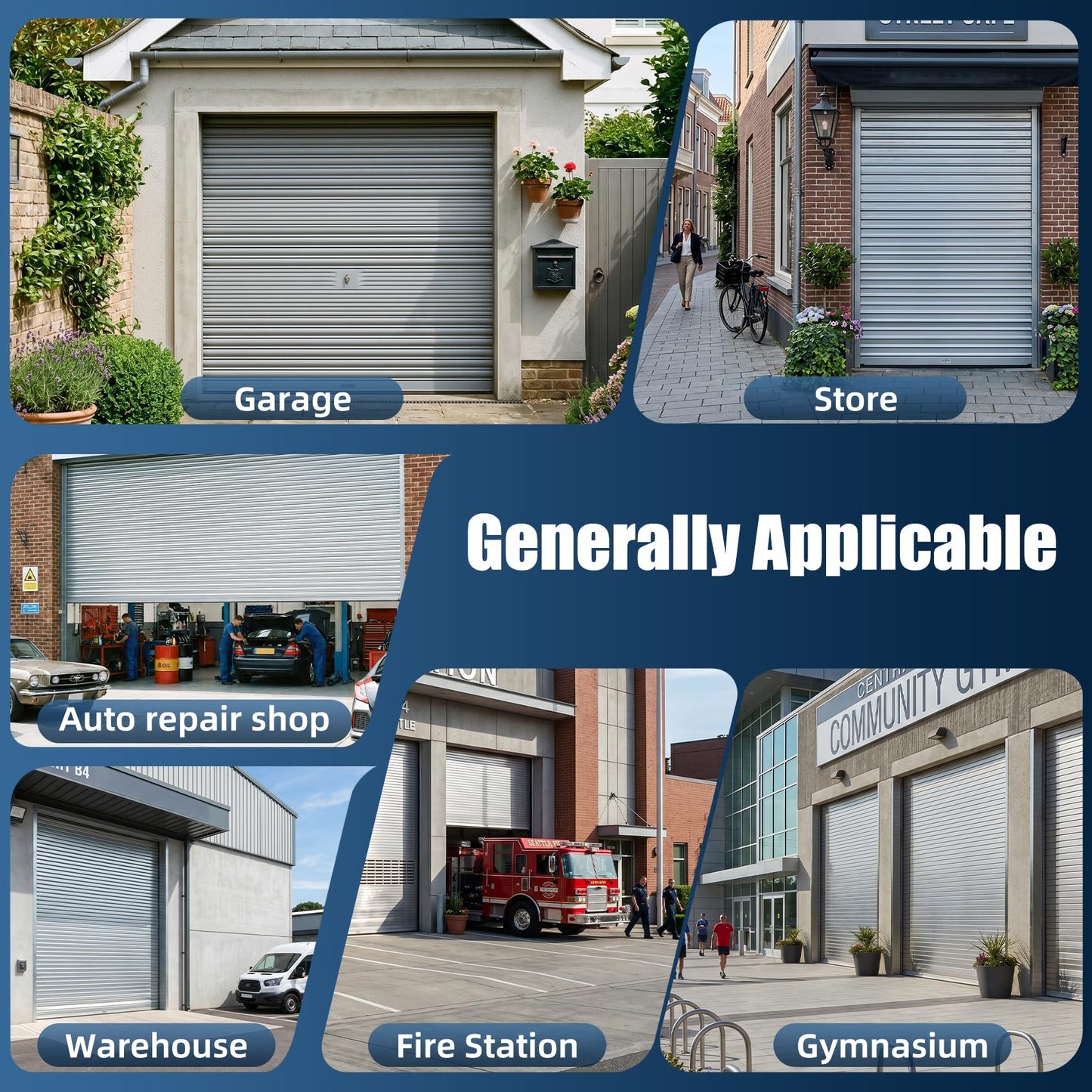 Roll Up Garage Door Opener 800N Heavy Duty, Quiet 24V DC Motor (55dB), Automatic Roller Door Opener with 164ft Remote Control, Easy Side Mount, for Garage, Home, Barn,Shop&Commercial Use