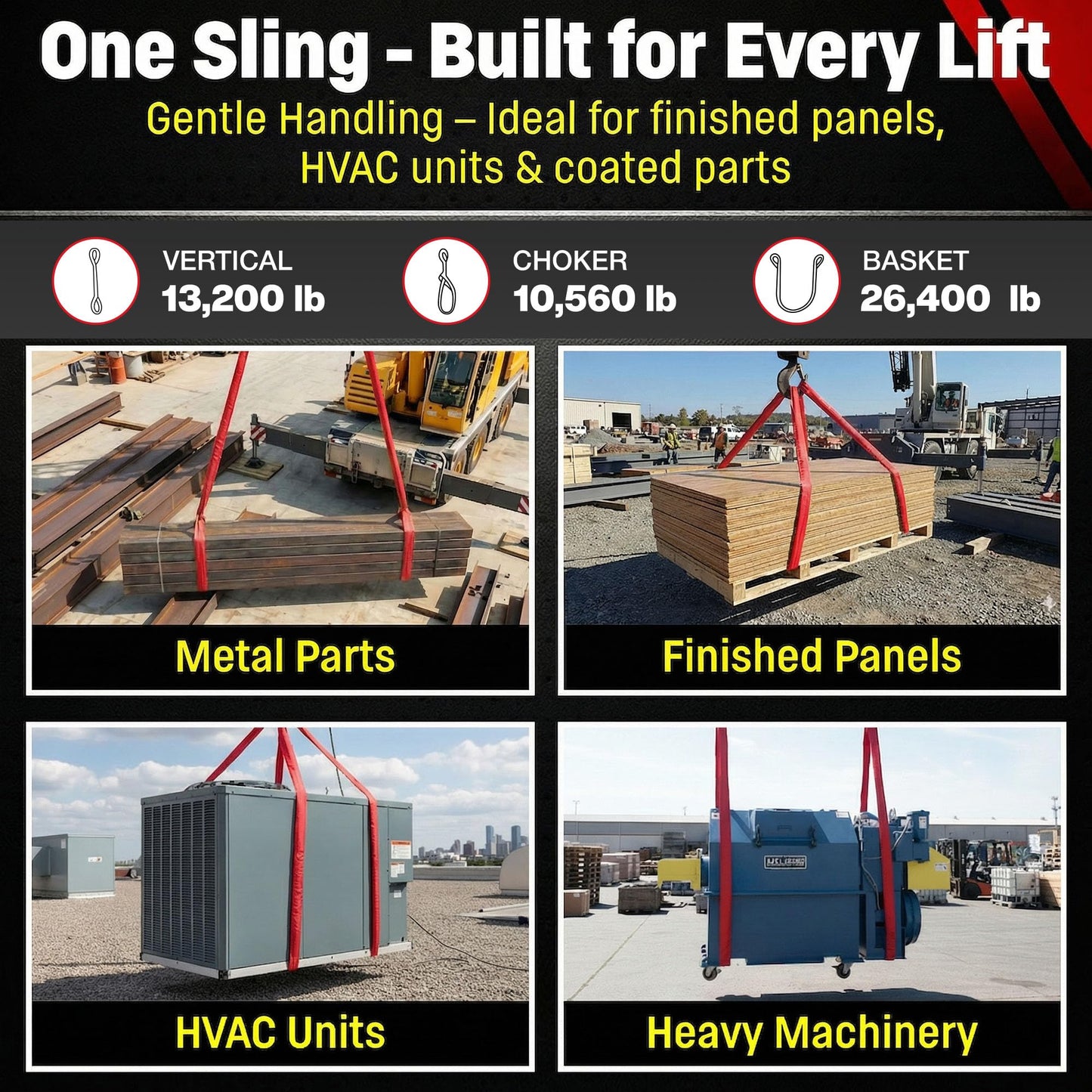 Chenango Supply VR5 Red Round Sling, 10 ft – USA Made, 13,200 lb Vertical, 10,560 lb Choker, 26,400 lb Basket – Double-Ply Cover Endless Poly Rigging Sling for Lifting & Material Handling (10 FT)