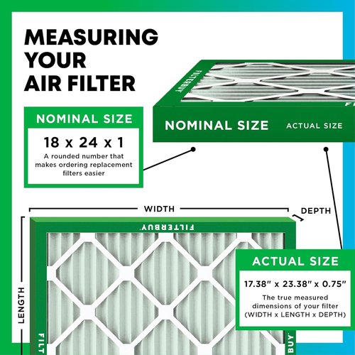 Filterbuy 18x24x1 Air Filter - MERV 11 Pet & Allergy Defense | 6-Pack Electrostatic Pleated HVAC Filters
