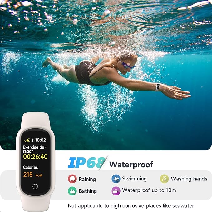 Fitness Tracker Watch with Heart Rate/Sleep Tracker/IP68 Waterproof, Activity Tracker with Pedometer Step Counter, Health Watch for Women Men with 14 Sports Compatible Android iOS, Beige