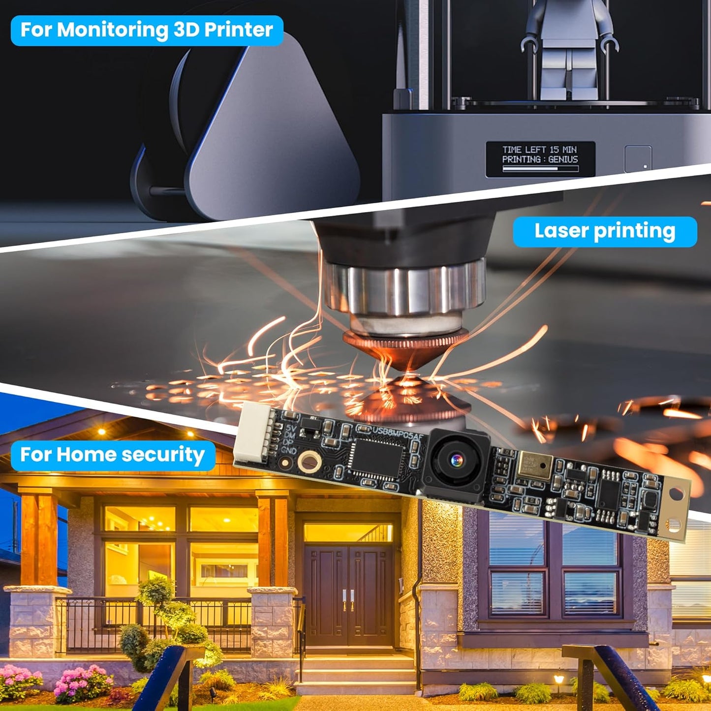 ELP 8mp 4K 2448P (64 USB Camera Module with Microphone PC Camera for Computer Lightburn Camera for Laser Engraver Mini