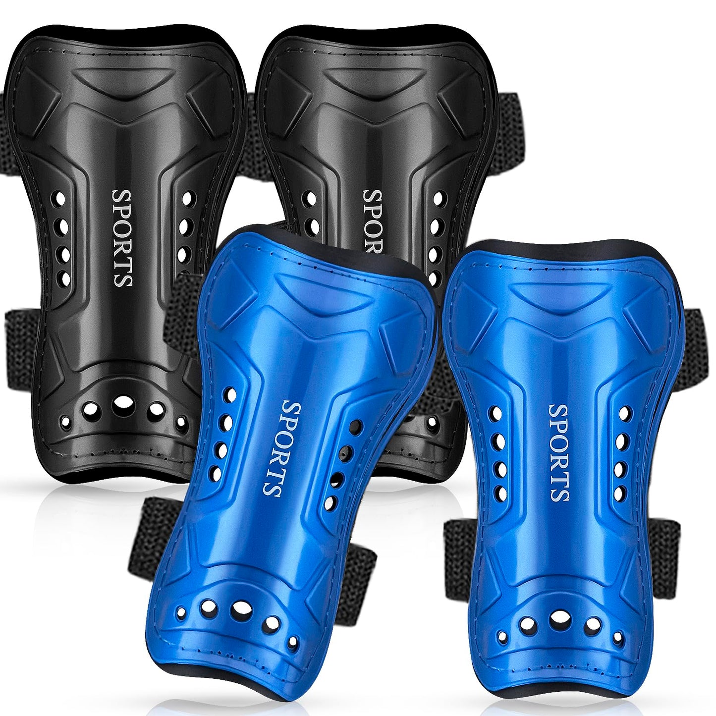 Shin Guards Soccer Kids - 2 Pairs Shin Guards for Youth and Adults, Shin Pads Protective Equipment for Football Games, Kids Shin Guard Sleeves for Boys, Gils, Toddler, Child (Medium)