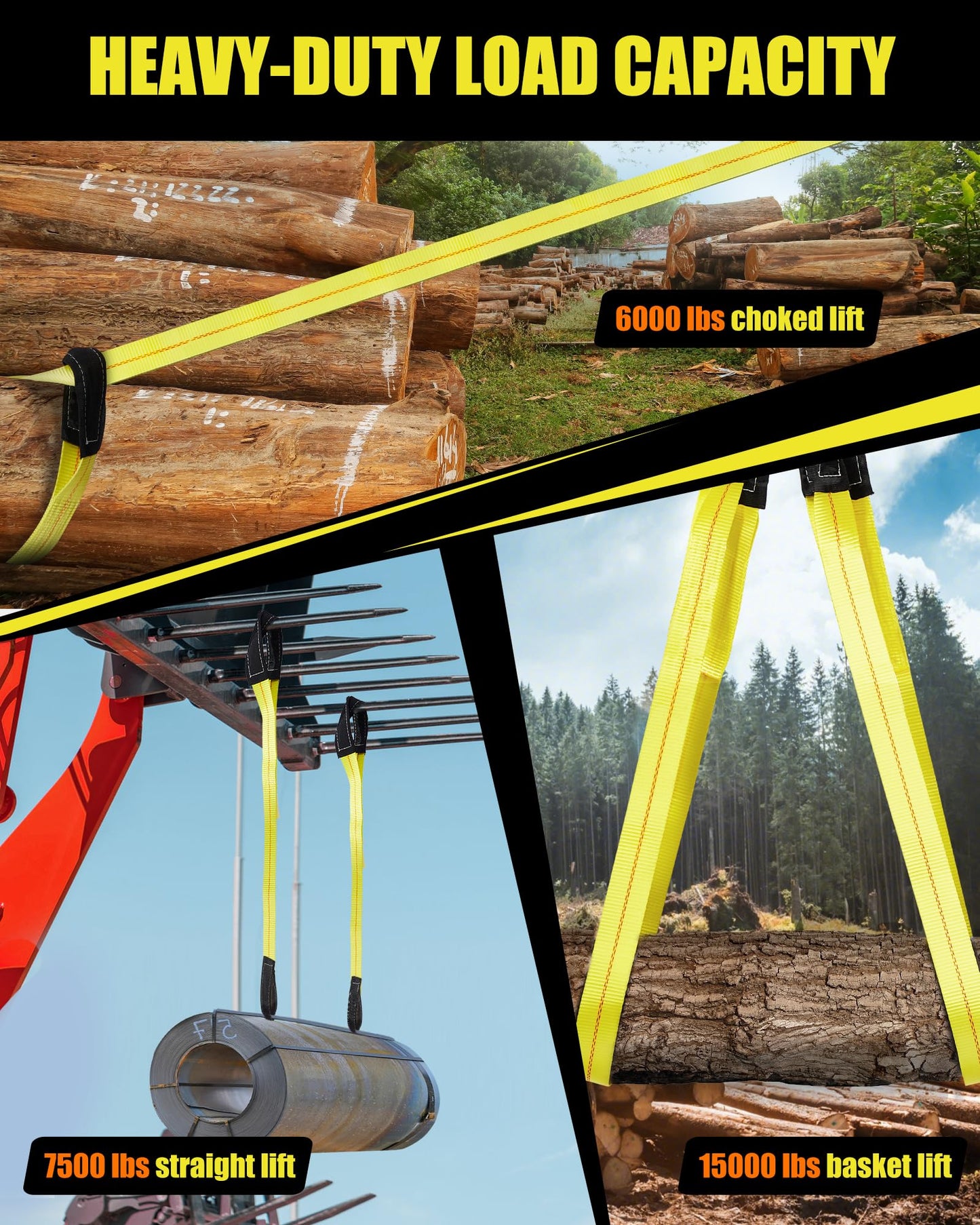 4 Pcs Twisted Eye Lifting Sling with UV Resistance, Lucky Straps 10' x 2" Lifting Straps for Hoist, 15000 Lbs Heavy Duty Twist Eye Polyester Webbing Sling for Furniture, Beds, Machinery, Outdoor, etc