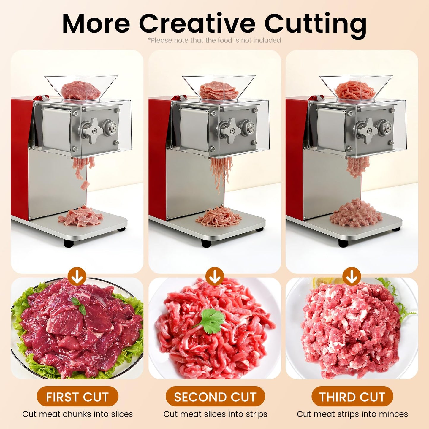 Meat Cutter Machine, 1100W Electric Slicer Cutting Machine Portable Commercial Meat Slicer with Raised Inlet & Stainless Steel Knife Comb for Home Kitchen Supermarket Beef Chicken Lamb