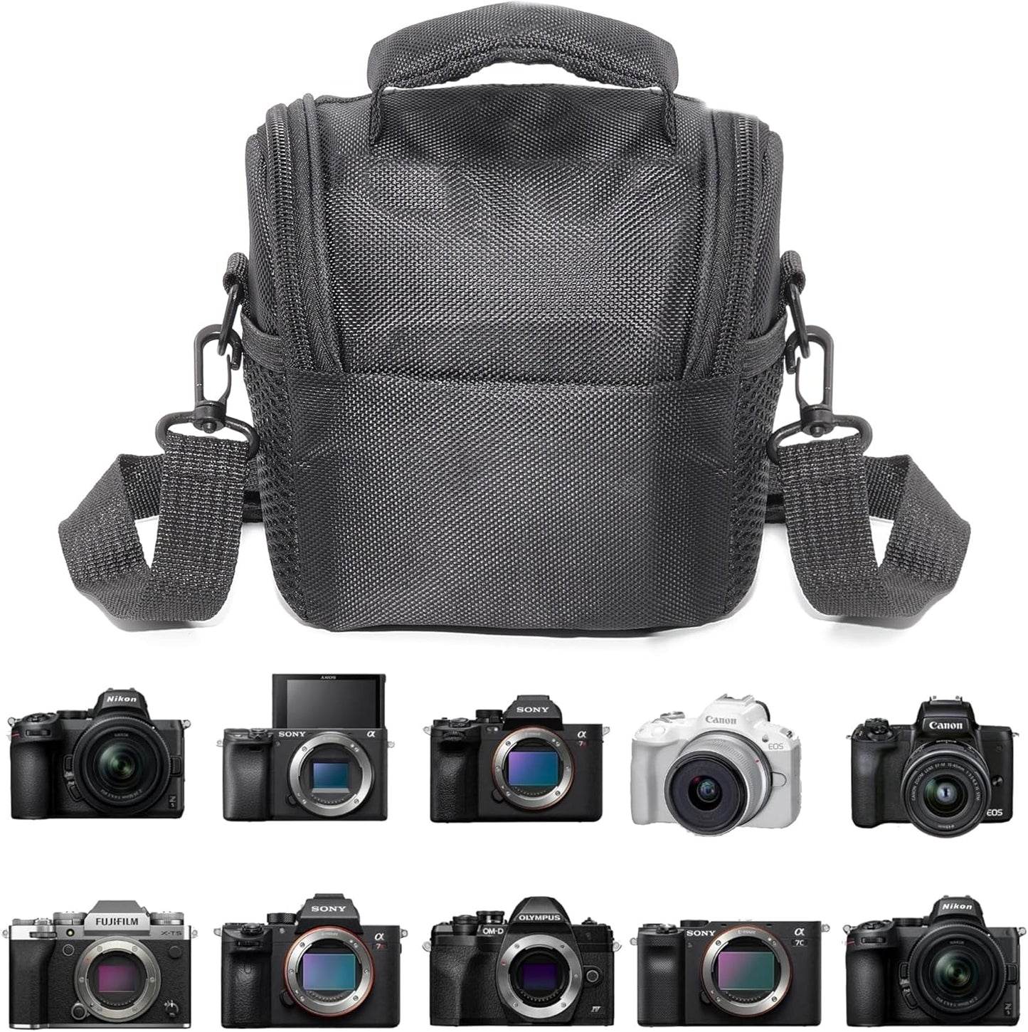 Compact Camera Bag for DSLR/SLR/Mirrorless Shockproof Shoulder Case with Buffer Sponge for Nikon, Canon, Sony, Pentax