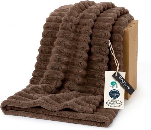Bedsure GentleSoft Brown Fleece Blanket - Cozy 60x80 Inch Throw for Couch and Home Decor