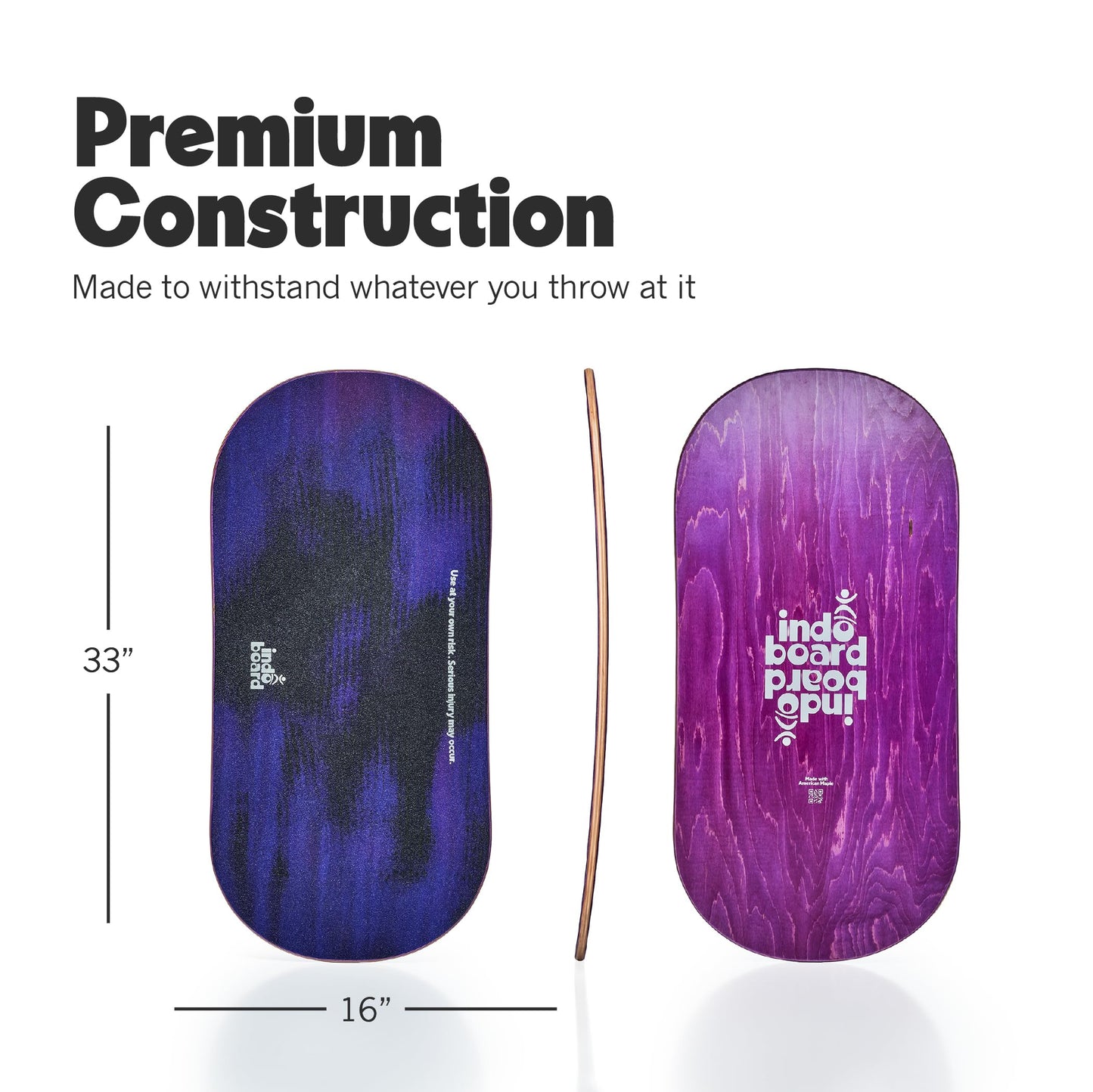 The Indo Board “Rocker” Training Package. Included Balance Board, Roller, and Cushion. Balance Training for Core Strength, Stability & Athletic Performance - Surfing, Skateboarding, Snowboarding. Designed for Progression. "Purple Rain" Design.