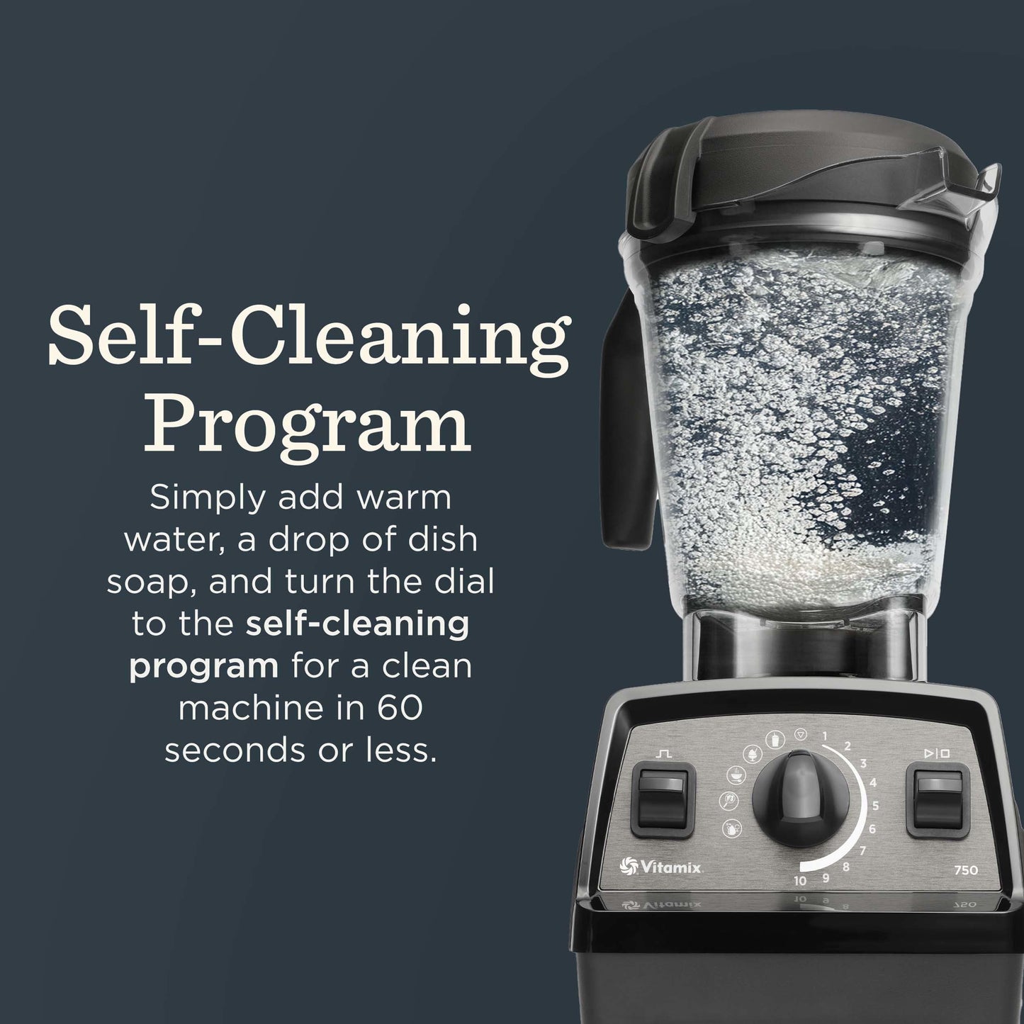 Vitamix Propel Series 750 Professional-Grade Blender with Four Blending Programs for Smoothies, Soups and More, Self-Cleaning, Stainless-Steel Blades, 64 Oz Container, Black
