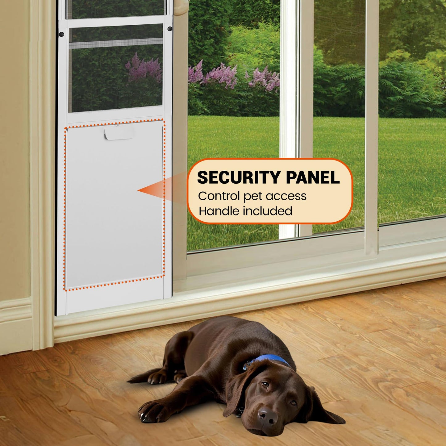 FAMIGRO XL Dog Door for Sliding Glass Door, Extra Large Patio Doggy Door Insert for Sliding Door, Height Adjustable from 44" to 84", Flap Width: 14 inch
