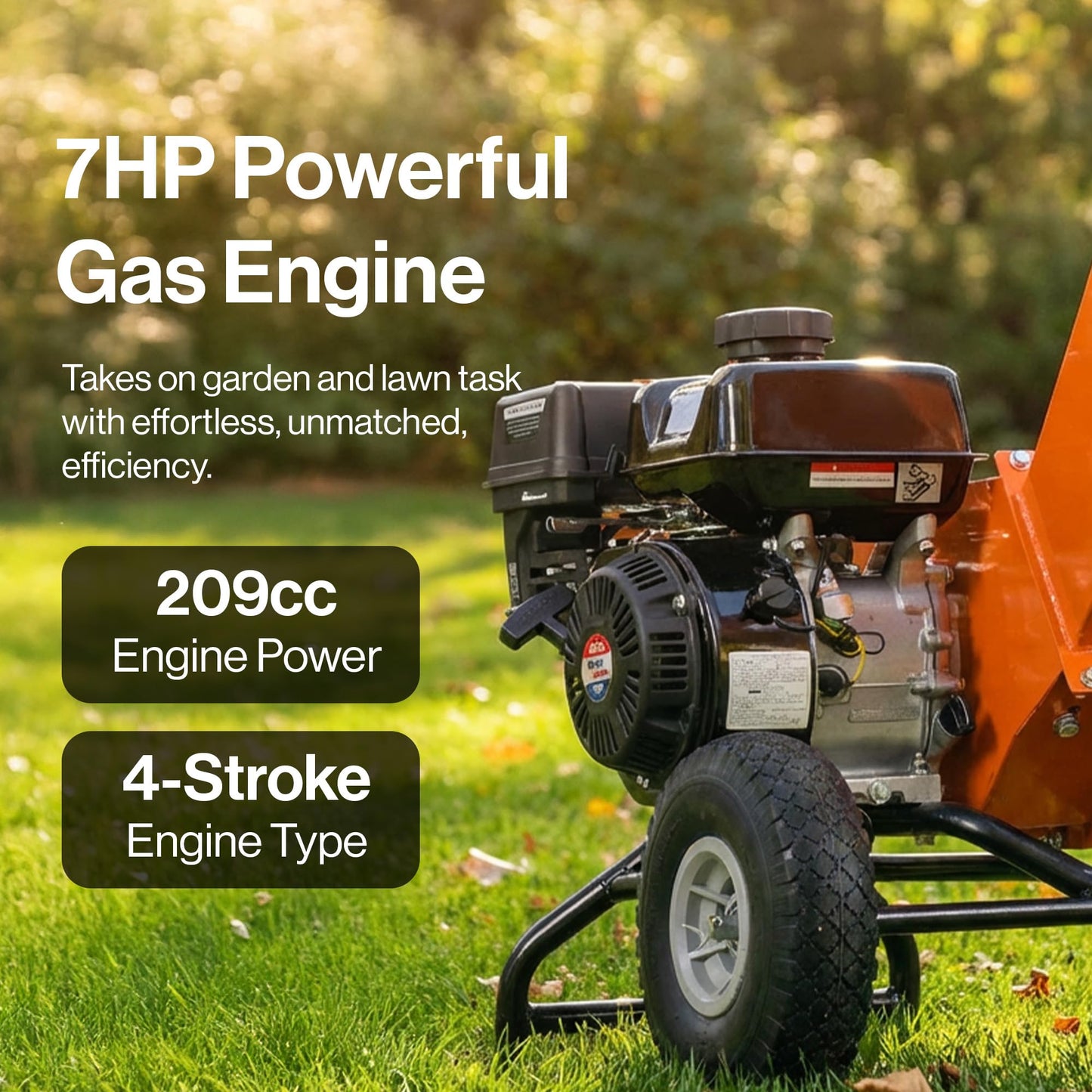 SuperHandy Wood Chipper Shredder Mulcher 7HP Engine Heavy Duty Compact Rotor Assembly Design 3" Inch Max Capacity Aids in Fire Prevention and Building Firebreaks
