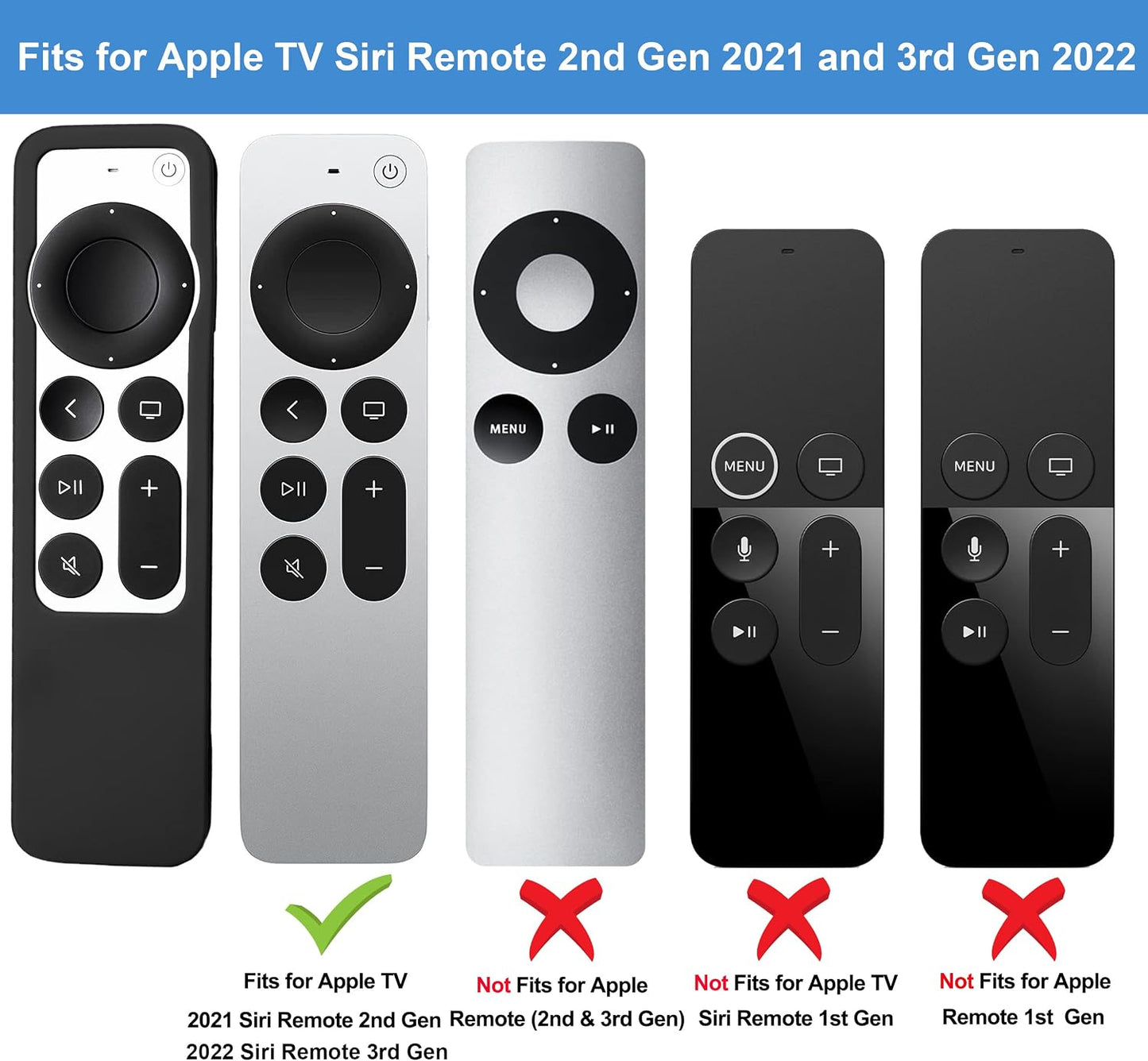 TOKERSE 4K 2021 2022 4K (2nd 3rd Case Compatible with Apple TV Siri Remote - Soft Silicone Remote Case Cover Sleeve