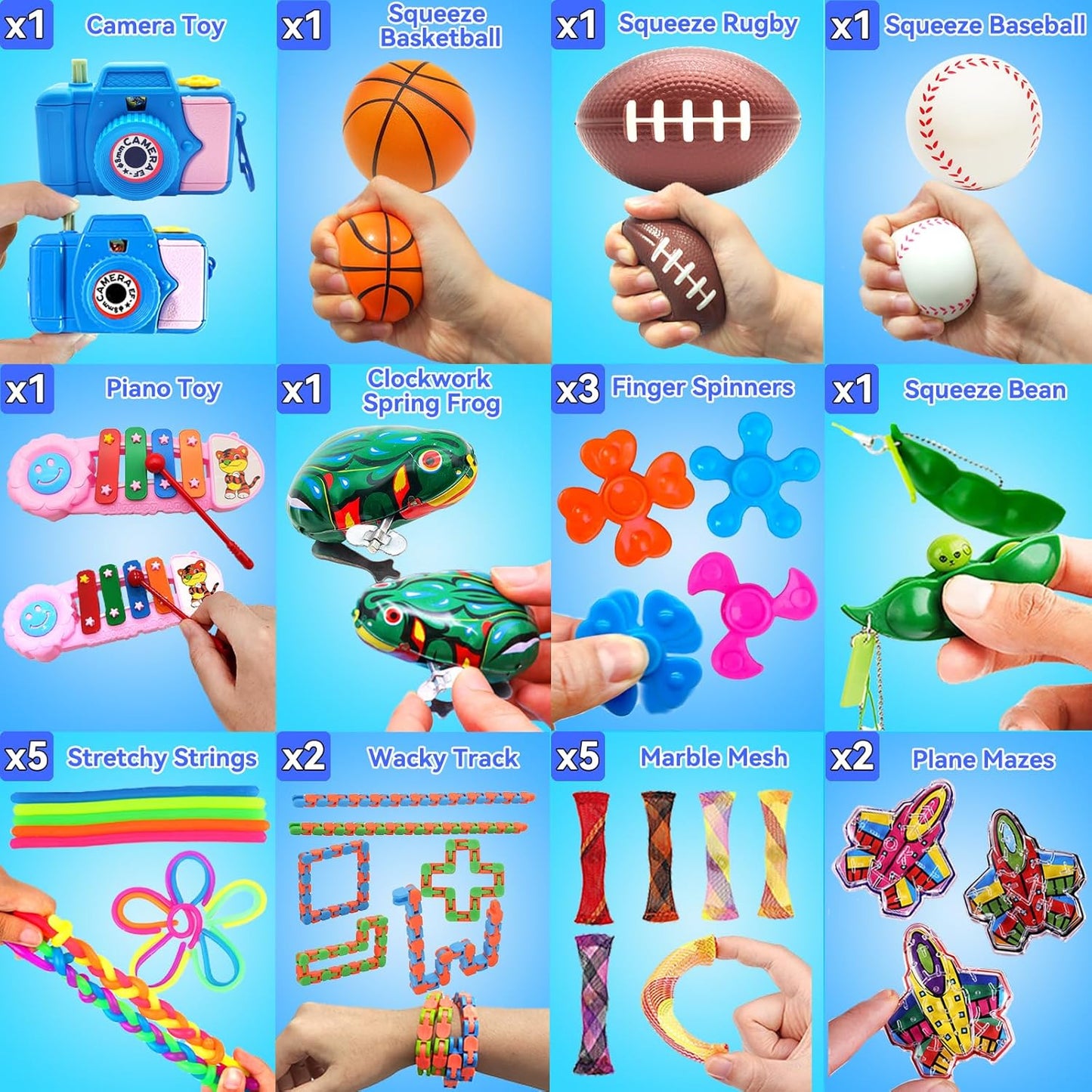 Skiennix Fidget Toys Assortment - 125 Pack for Kids 4-12 | Stress Relief & Party Favors