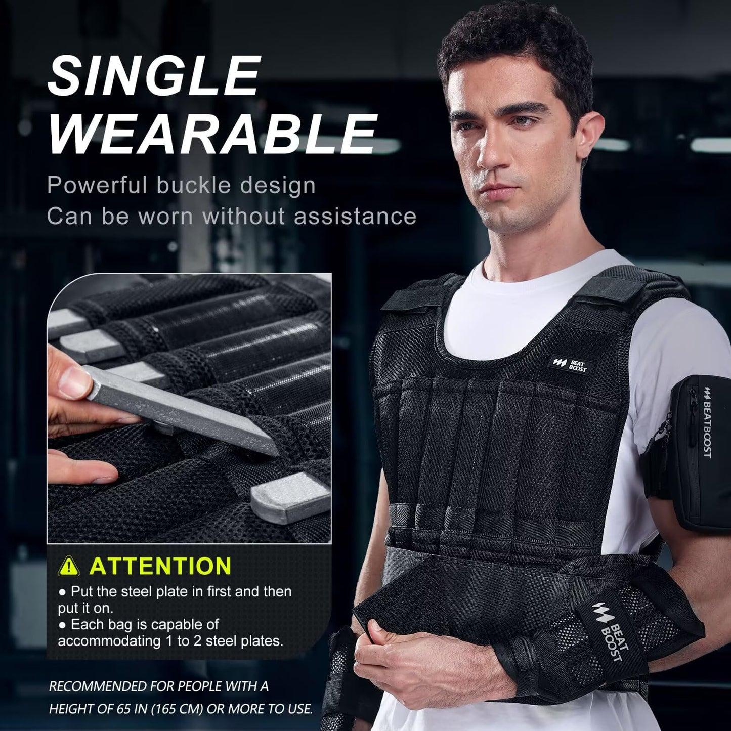 BeatBoost Weighted Vest for Men Women 20lb Adjustable Weight Vest Set with Iron Weights, Workout Vest for Strength Training Running Walking, Includes Wrist & Ankle Weights Kit