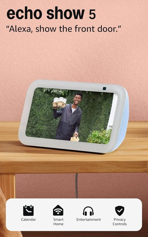 Echo Show 5 (3rd Gen) - Smart Display with Blink Mini Camera | Glacier White