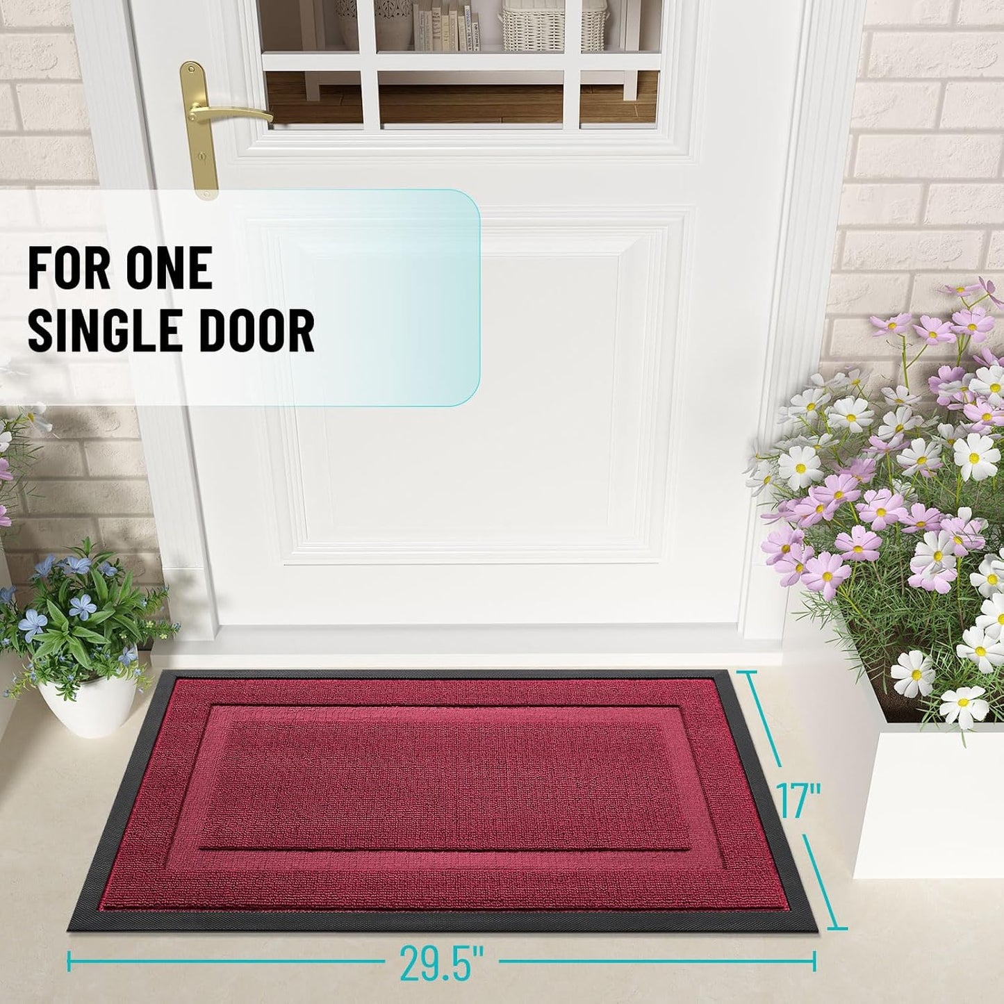 OLANLY Waterproof Front Door Mat - All-Season Indoor/Outdoor Doormat, Easy Clean, 47x23, Burgundy