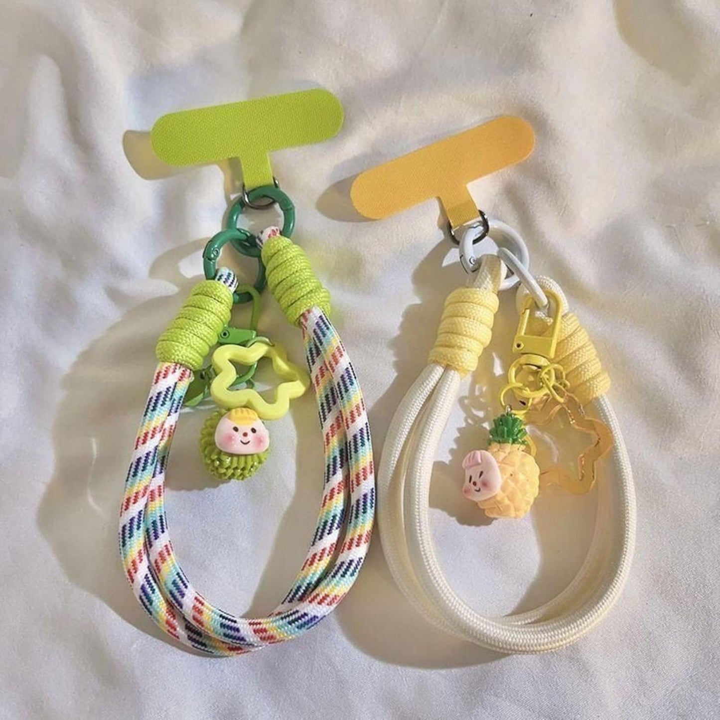7mm Dopamine Vibes Universal Wrist Strap - Korean-Style Short Phone Lanyard with Cute Green Durain Charm, Rope, Trendy