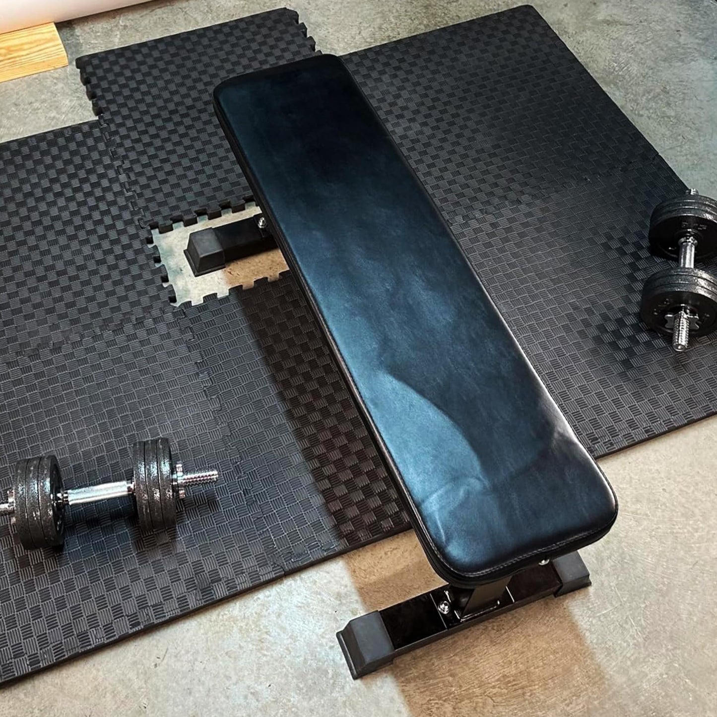 BalanceFrom Puzzle Exercise Mat 1/2" Thick, EVA Interlocking Foam Floor Tiles for Home Gym, Mat for Home Workout Equipment, Floor Padding for Kids, Black, 24 in x 24 in x 1/2 in, 144 Sq Ft - 36 Tiles
