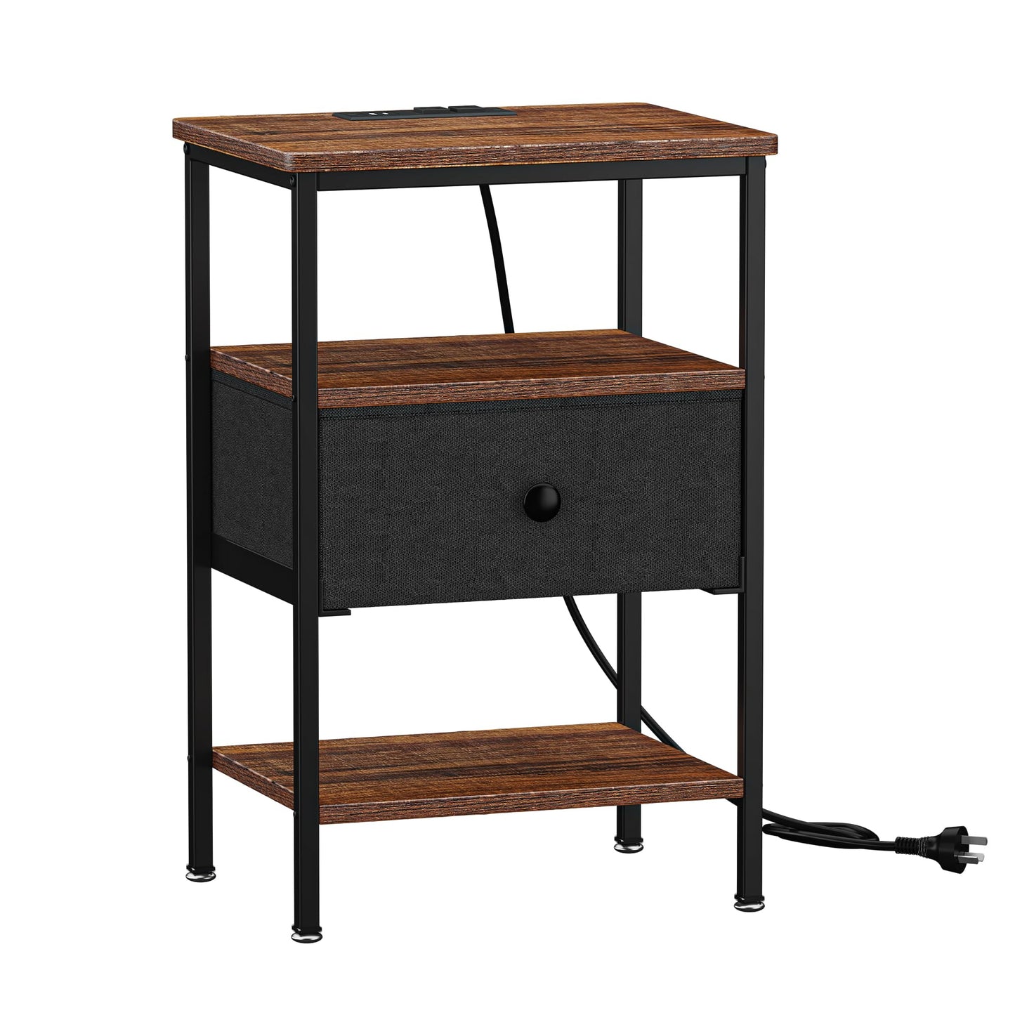 VECELO End Side Table, Modern Night Stand with Storage Space and Door, Set of 2 Nightstands for Living Room,Bedroom,Lounge,Antique Brown