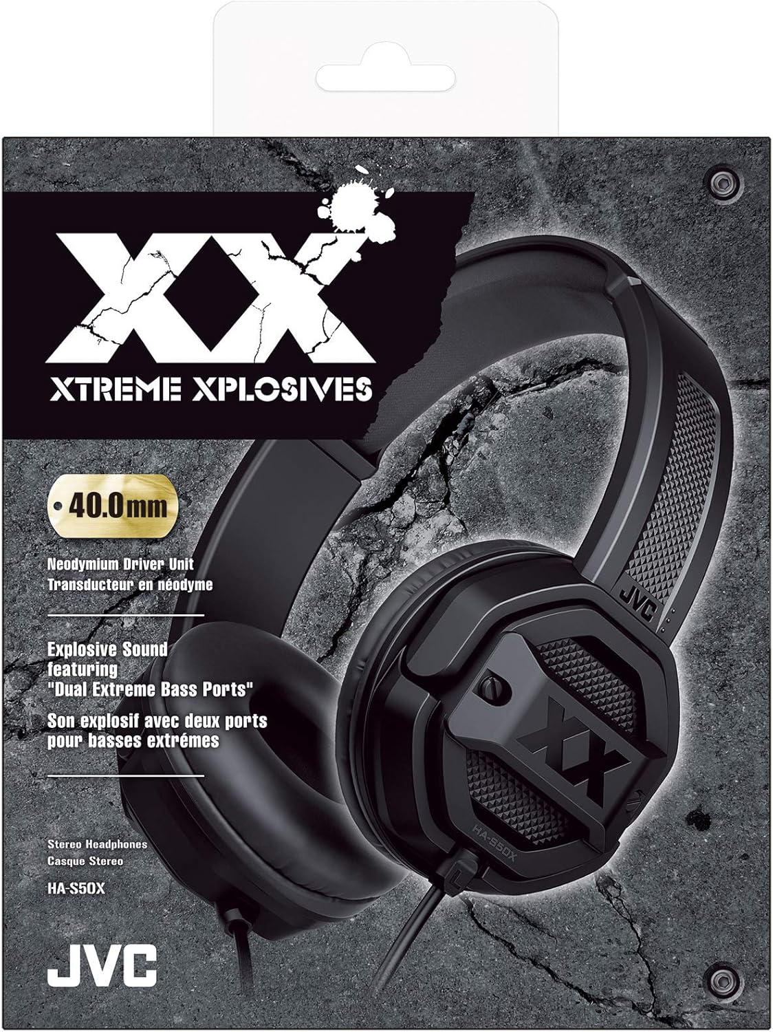 HAS50X 40mm JVC XX On-Ear Headphones with Powerful Bass, Dual Exteme Bass Ports, Driver Unit