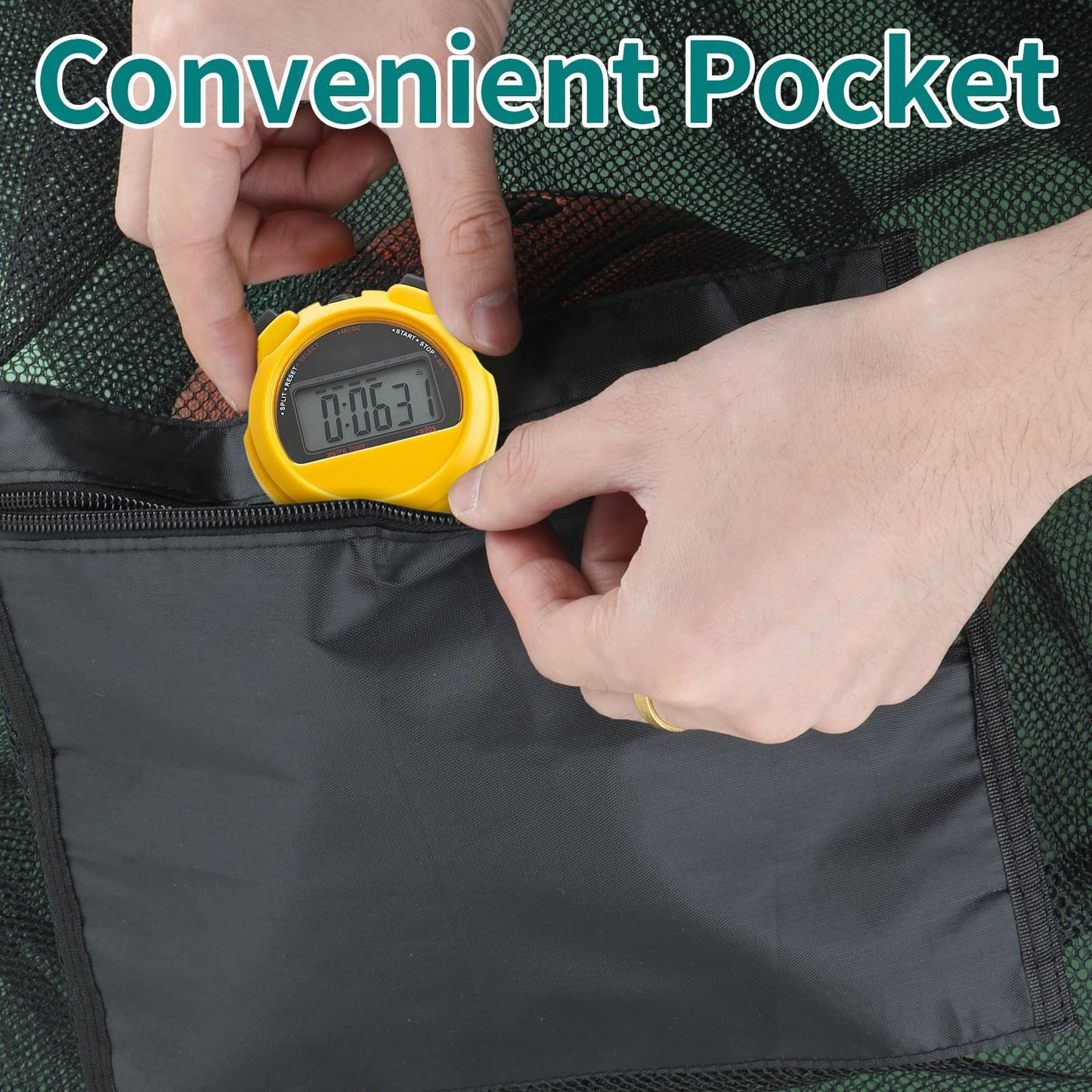 Extra Large Sports Ball Bag, Heavy Duty Breathable Mesh Storage Bag, 40" x 30" Hold 10-12 Soccer Basketball Football, Adjustable Shoulder Strap, Ideal for Coaches, Team, Swimming Gear (Zipper Pocket)