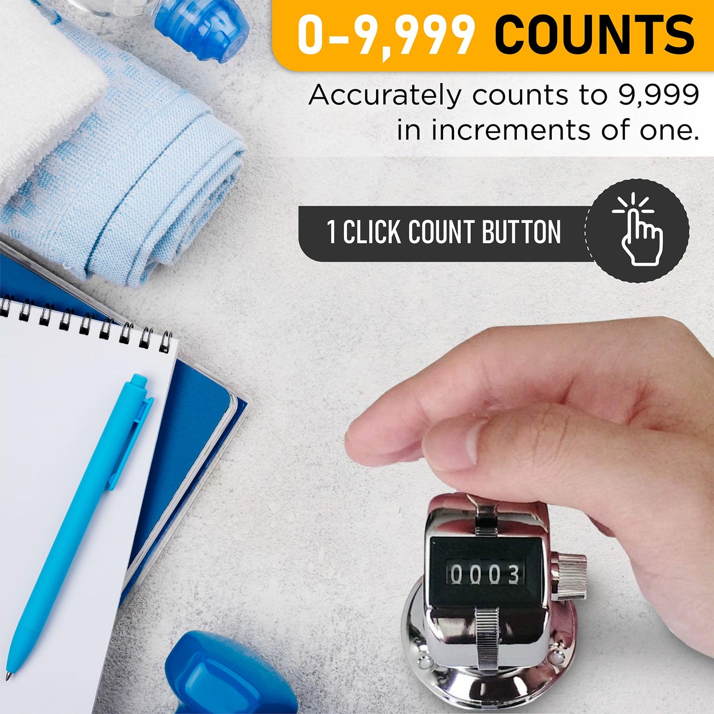 Digi 1st TC-08 Desk Tally Counter with Base, Digital Desktop Counter Clicker Mechanical Number Click Counter (1)