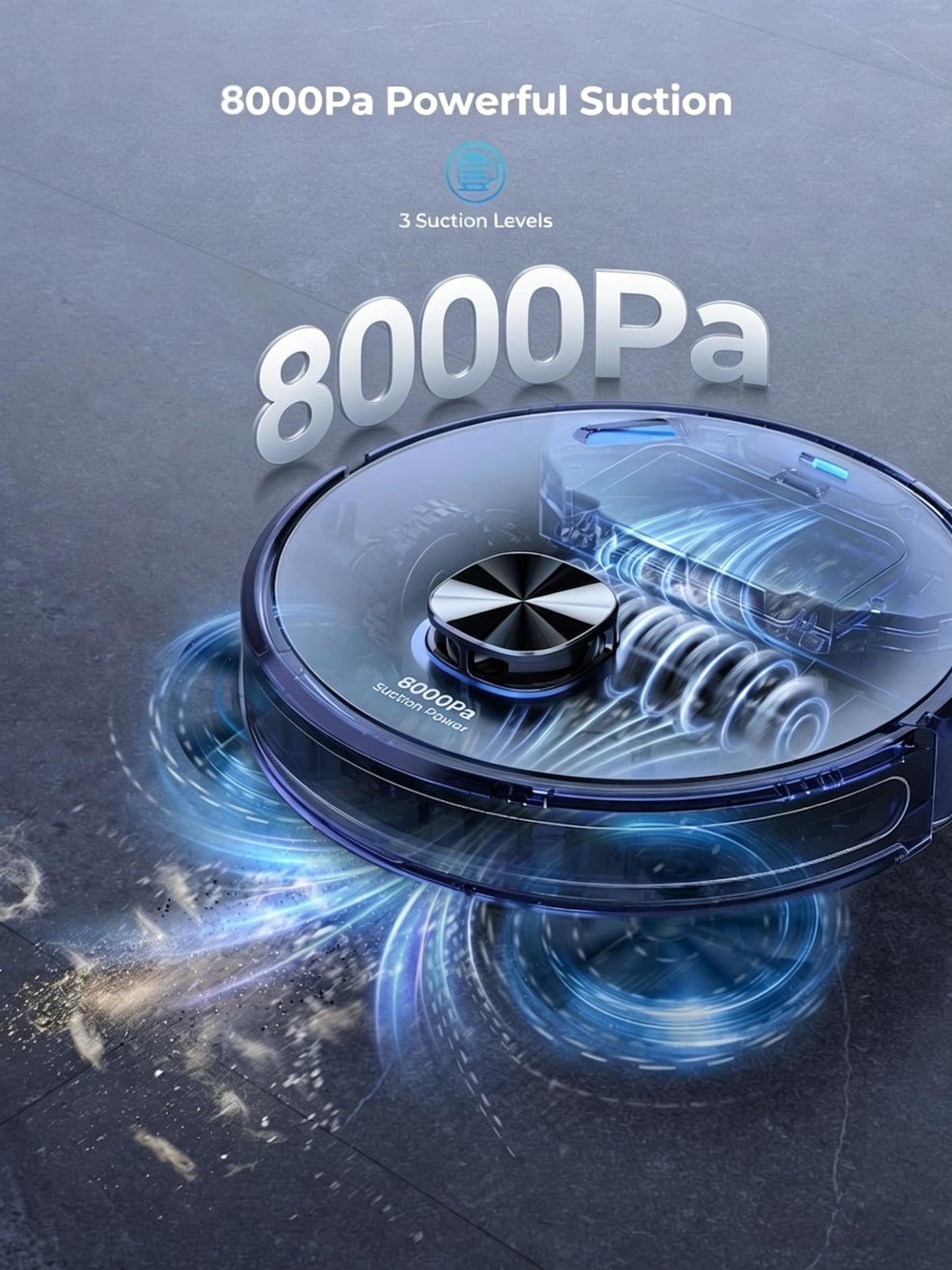 Laresar Clean Robot Vacuum and Mop, 8000Pa Robotic Vacuum with Self-Emptying Base, Lidar Navigation, Smart Mapping, 60 Days Capacity, 180mins Runtime, Ideal for Pet Hair, Hard Floor, Carpets