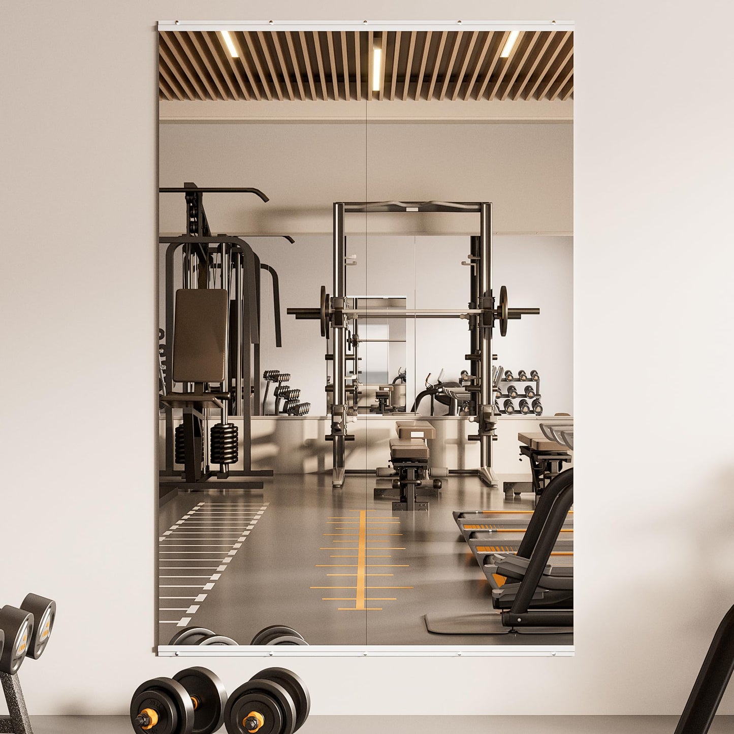 TETOTE Gym Mirrors for Home Gym Wall Large 65" x 22" - 2PCS Workout Exercise Fitness Mirror, Tempered Glass Frameless Full Length Mirror for Garage, Dance Studio, Yoga, Bedroom, Living Room