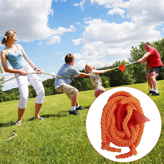 CWLAKON Field Day Games Tug of War Rope, Outdoor Games for Kids, Teens and Adults, Family Reunion Birthday Party, 20 Feet, Orange