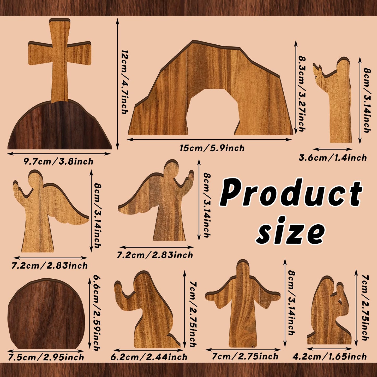 Wesiti 8 Pcs Easter Resurrection Scene Set Empty Tomb Easter Christian Cross Decorations Scene Wooden Decor Jesus Tray Set Tray with Nativity for Home Decoration Collectible Figurines