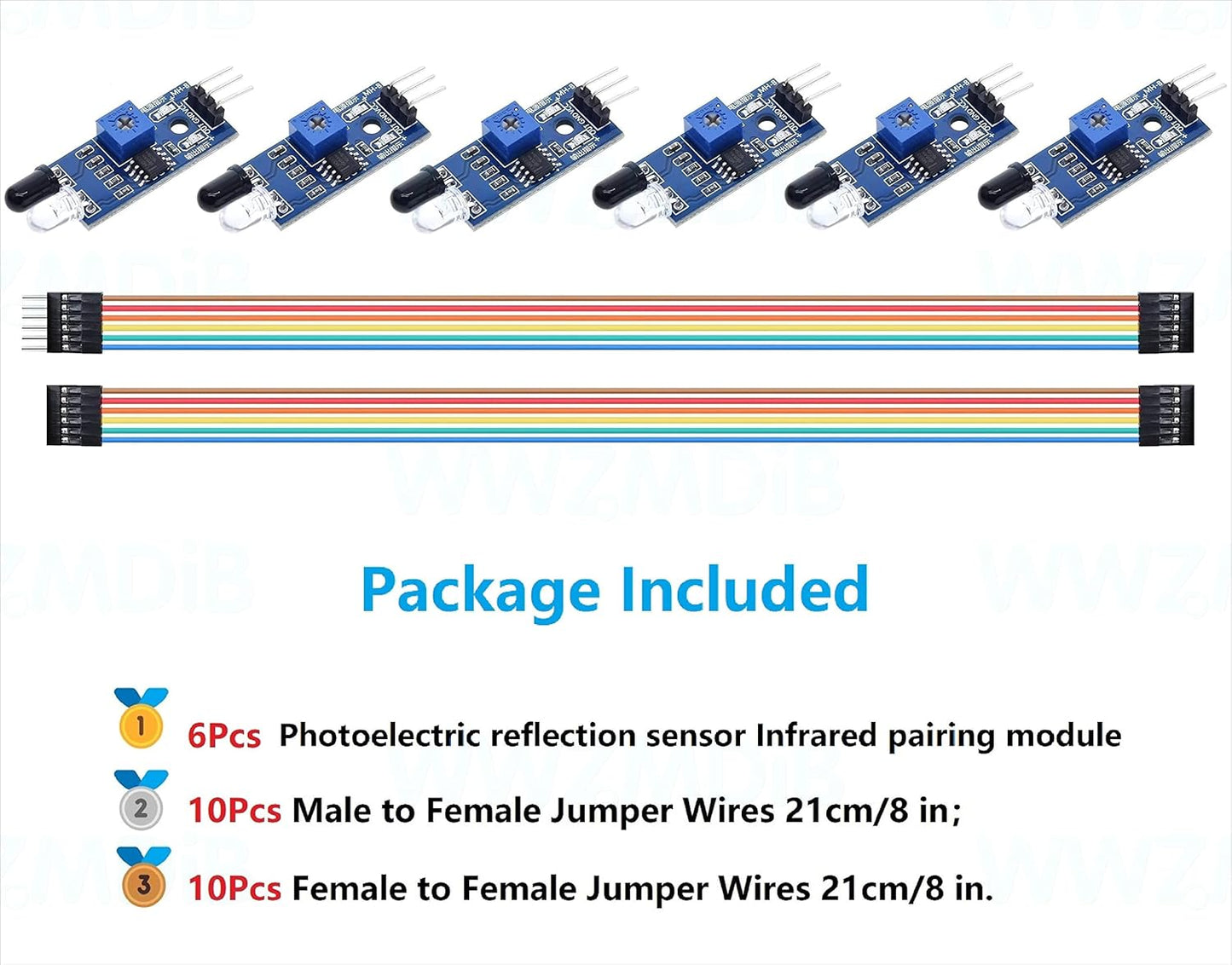 WWZMDiB 6Pcs 3-Wire IR Infrared Sensor Reflective Photoelectric Module for Arduino