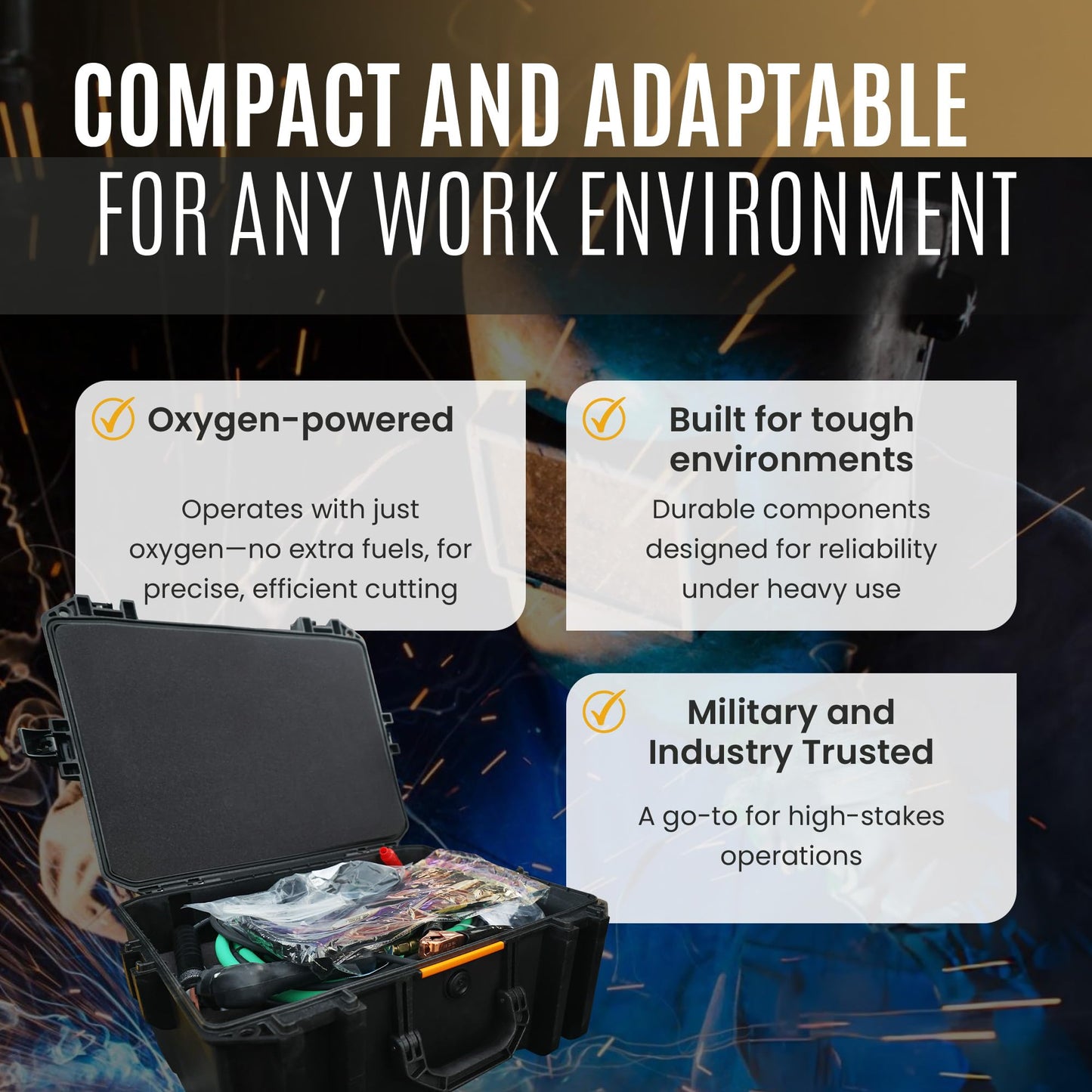 Industrial A-20 Exothermic Portable Cutting Torch Kit - Only Needs Oxygen, Safety Gear Included