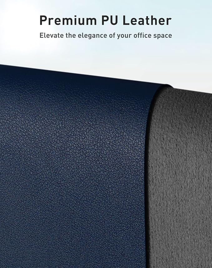Aothia Faux Leather Desk Mat - Large Mouse Pad, Non-Slip PU Leather Blotter, Waterproof Writing Surface for Office and Home (Dark Blue, 40" x 24")