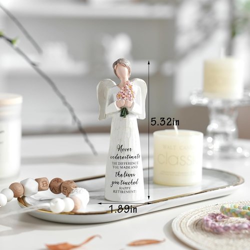 FESTGLOX Retirement Gifts - Happy Retirement Angel Figurine for Women | 5.3" Decor for Nurses & Teachers