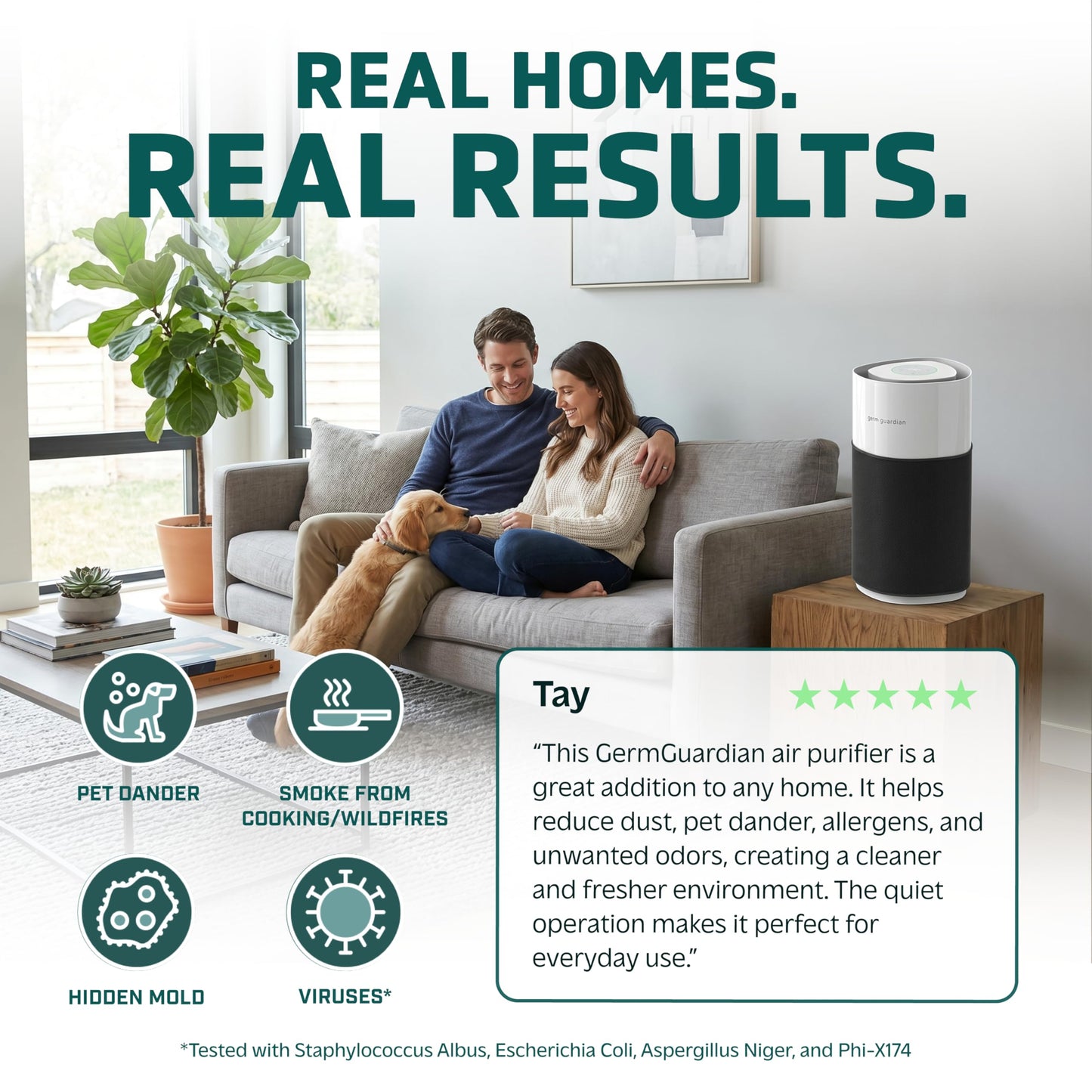 GermGuardian AirSafe+ XL Smart Air Purifier for Bedroom and Home - WiFi and App Enabled - 360-Degree True HEPA Filter - Filters Pet Dander, Dust, Smoke - Air Quality Monitor - AP3250 - Gray & White