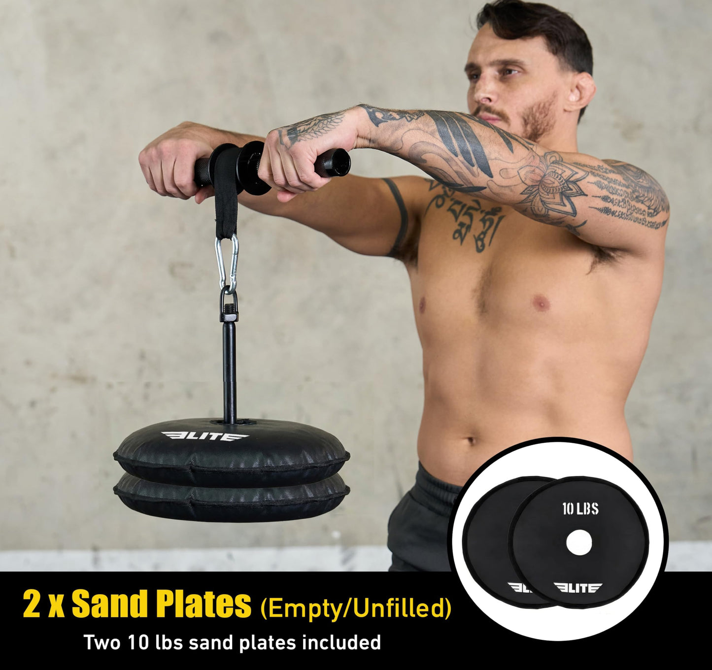 Elite Forearm Strengthener, Forearm Roller with 2x10lbs Sand Plates, Plates Holder & Adjustable Straps, Thick Anti-Slip Handle, Forearm Exerciser, Wrist Roller, Arm Blaster, Hand Grip Strengthener
