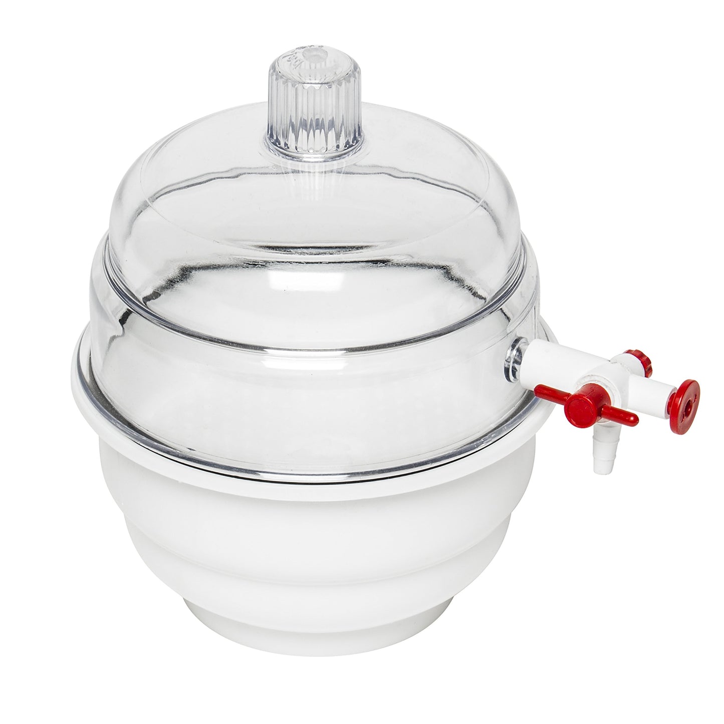 SP Bel-Art “Space Saver” Vacuum Desiccator, Clear White Polypropylene Bottom with Flat Dome Top, Airtight Seal for Moisture Control, 0.09 cu ft Vacuum Chamber for Lab Storage & Sample Protection Made in USA